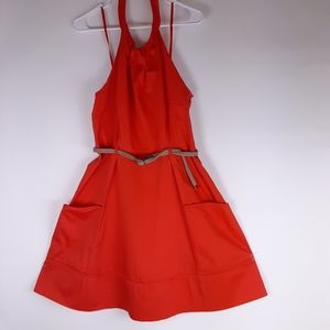 Halter summer sundress Orange size 14 patchpockets